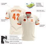 Custom Cream Orange Performance Golf Polo Shirt for Men - Breathable, Stylish Design Custom Cream Orange Performance Golf