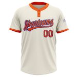 Custom Cream Orange-Royal Two-Button Unisex Softball Jersey - Lightweight Athletic Wear for Teams and Fans Custom Cream Orange-Royal