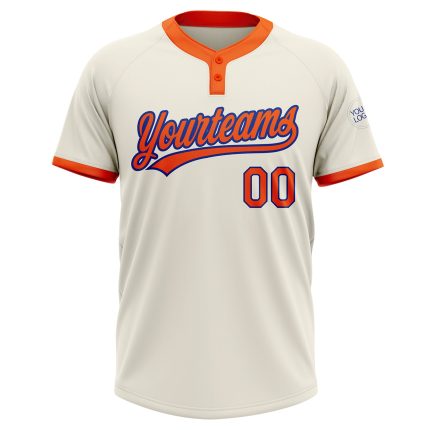 Custom Cream Orange-Royal Two-Button Unisex Softball Jersey - Lightweight Athletic Wear for Teams and Fans Custom Cream Orange-Royal