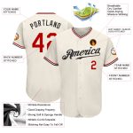 Custom Red Black Baseball Jersey - Authentic Design, Customizable Size and Fit Custom Cream Red-Black Authentic Baseball