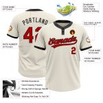 Custom Cream Red Black Unisex Softball Jersey - Two-Button Design, Soft Fabric, Athletic Fit, Ideal for Team Sports Custom