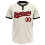 Custom Cream Red Black Unisex Softball Jersey - Two-Button Design, Soft Fabric, Athletic Fit, Ideal for Team Sports Custom