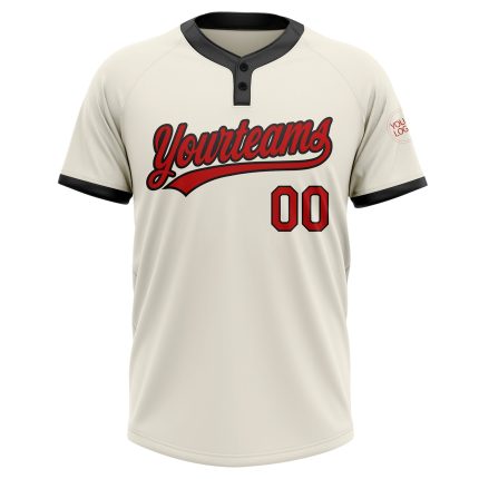 Custom Cream Red Black Unisex Softball Jersey - Two-Button Design, Soft Fabric, Athletic Fit, Ideal for Team Sports Custom