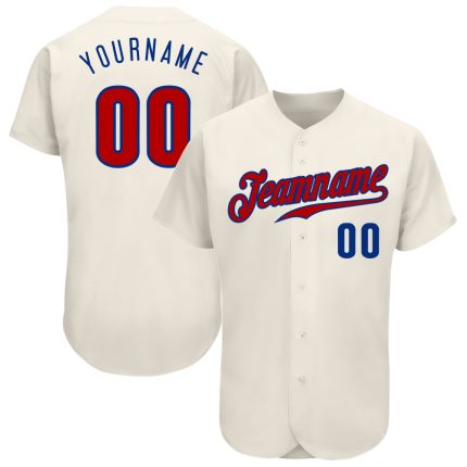 Custom Cream Red-Royal Authentic Baseball Jersey for Men - Personalize Your Team Spirit Apparel Custom Cream Red-Royal Authentic