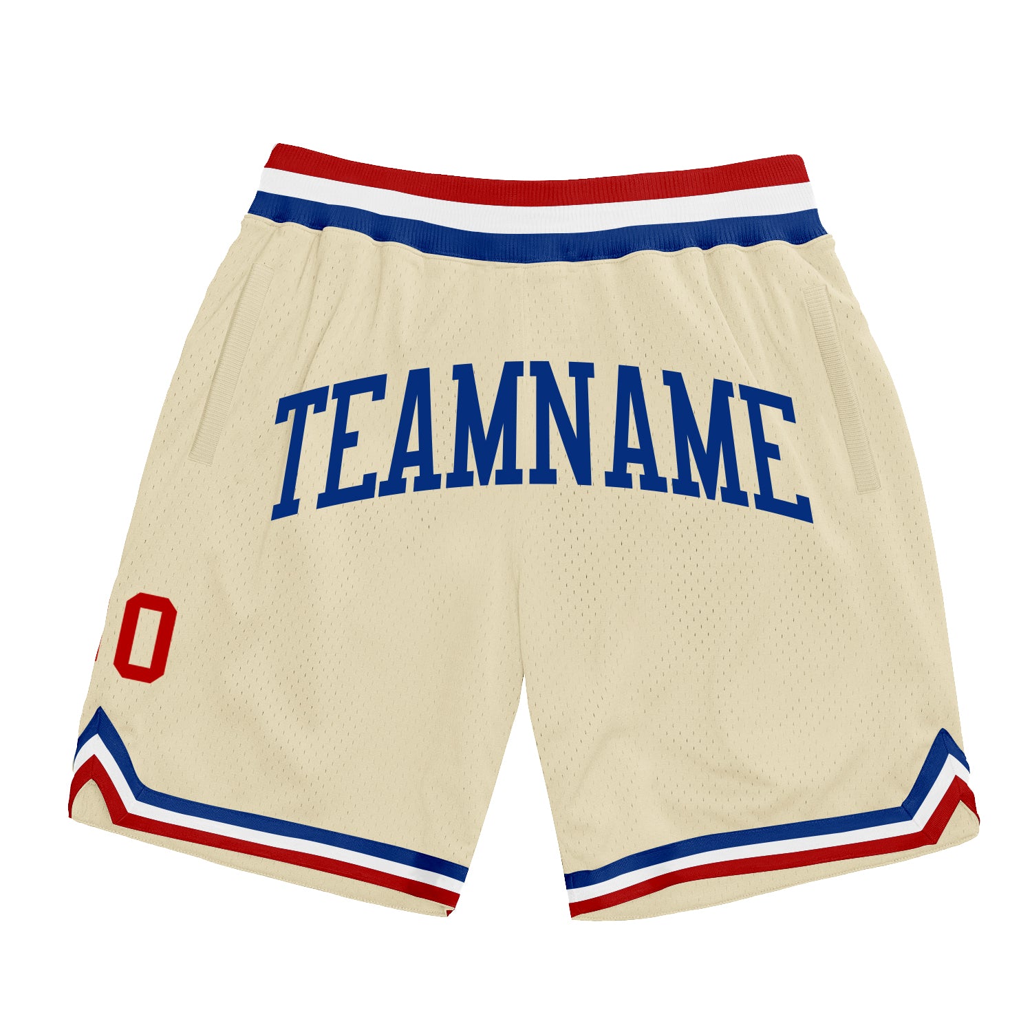 Custom Cream Red-Royal Throwback Basketball Shorts - Authentic Athletic Wear Custom Cream Red-Royal Authentic Throwback Basketball