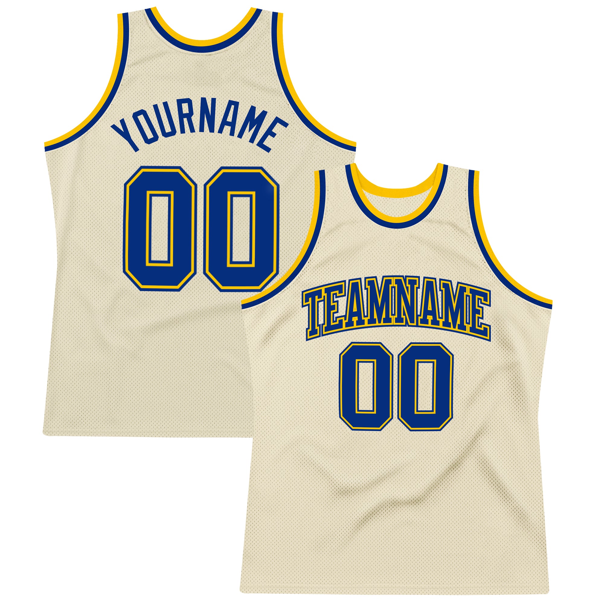 Custom Cream Royal Gold Basketball Jersey | Authentic Retro Style Custom Cream Royal-Gold Authentic Throwback Basketball