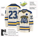 Custom Gold Hockey Jersey - Personalized Cream Royal-Gold Design for Ultimate Fan Gear Custom Cream Royal-Gold Hockey Jersey