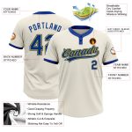 Custom Royal-Gold Softball Jersey Unisex Two-Button Cream Design Custom Cream Royal-Gold Two-Button Unisex Softball Jersey