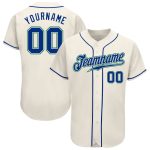 Custom Cream Green Baseball Jersey - Authentic Royal-Kelly Design Custom Cream Royal-Kelly Green Authentic Baseball Jersey