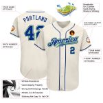 Custom Cream Green Baseball Jersey - Authentic Royal-Kelly Design Custom Cream Royal-Kelly Green Authentic Baseball Jersey