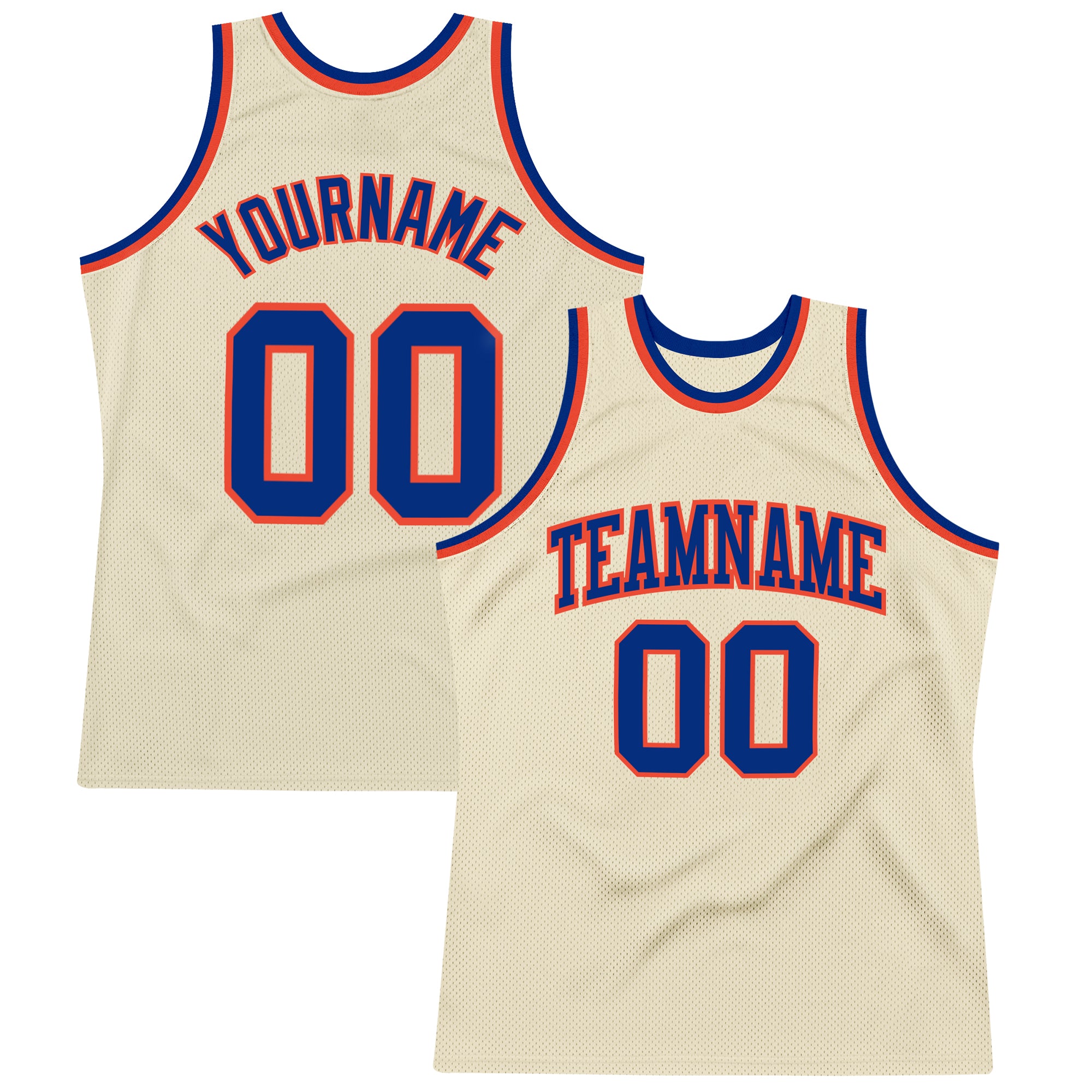 Custom Cream Orange Basketball Jersey - Authentic Throwback Design Custom Cream Royal-Orange Authentic Throwback Basketball