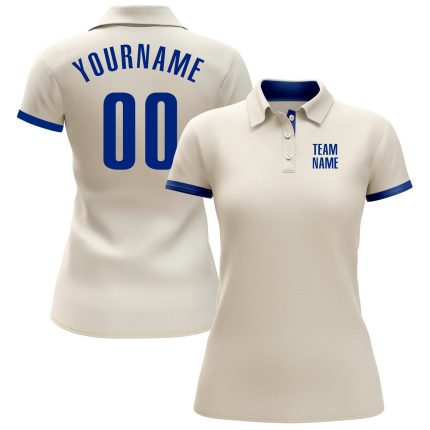 Custom Cream Performance Golf Polo Shirt - Stylish Royal Design for Men Custom Cream Royal Performance Golf Polo Shirt