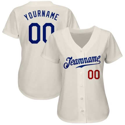 Custom Cream Royal-Red Authentic Baseball Jersey - Style 4838, MLB Design, Customizable Team Apparel Custom Cream Royal-Red