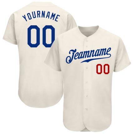 Custom Cream Royal-Red Authentic Baseball Jersey - Style 4838, MLB Design, Customizable Team Apparel Custom Cream Royal-Red