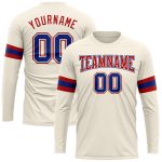 Custom royal, red and cream long sleeve shirt
