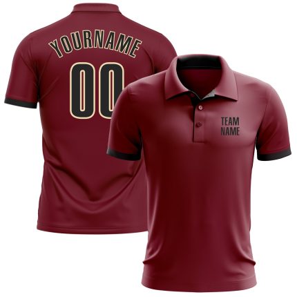 Crimson Black-Cream Golf Polo Shirt for Men - Custom Performance Style Custom Crimson Black-Cream Performance Golf Polo Shirt