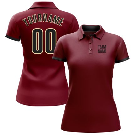 Crimson Black-Cream Golf Polo Shirt for Men - Custom Performance Style Custom Crimson Black-Cream Performance Golf Polo Shirt