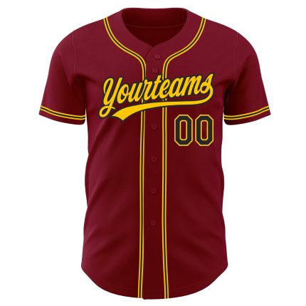 Custom Baseball Jersey - Authentic Crimson Black Gold Design Custom Crimson Black-Gold Authentic Baseball Jersey