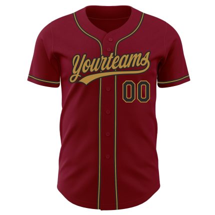 Custom Crimson Black Gold Baseball Jersey - Authentic Baseball Gear Custom Crimson Black-Old Gold Authentic Baseball Jersey