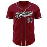 Custom Crimson Black and White Baseball Jersey - Authentic Design, Great Fit Custom Crimson Black-White Authentic Baseball