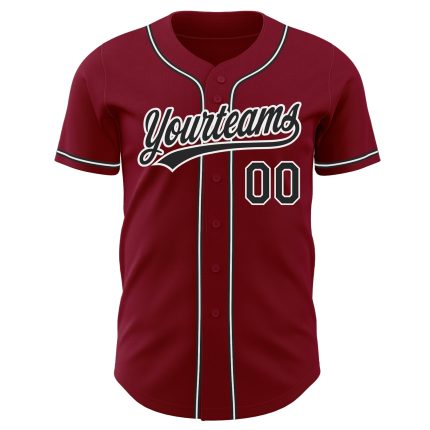 Custom Crimson Black and White Baseball Jersey - Authentic Design, Great Fit Custom Crimson Black-White Authentic Baseball
