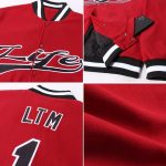Custom Crimson Black and White Varsity Letterman Full-Snap Bomber Jacket Custom Crimson Black-White Bomber Full-Snap Varsity