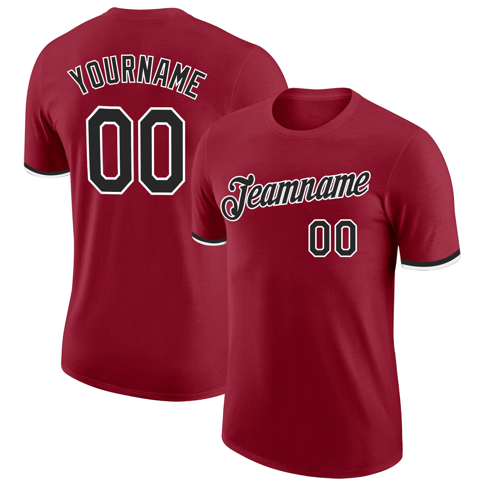 Custom Performance T-Shirt - Crimson Black and White Design Custom Crimson Black-White Performance T-Shirt