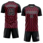 Custom Sublimation Soccer Uniform Jersey - Crimson Black and White Custom Crimson Black-White Sublimation Soccer Uniform