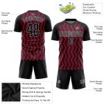 Custom Sublimation Soccer Uniform Jersey - Crimson Black and White Custom Crimson Black-White Sublimation Soccer Uniform