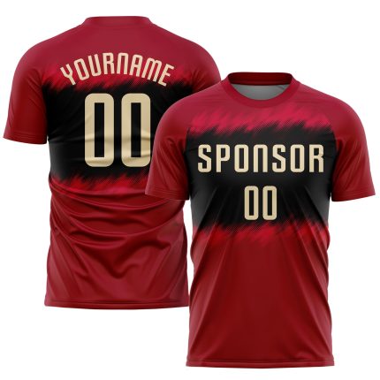 Custom Crimson Cream Black Soccer Jersey Uniform Sublimation Custom Crimson Cream-Black Sublimation Soccer Uniform Jersey