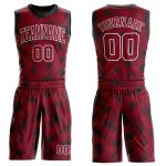 Custom Crimson Black Basketball Jersey Sublimation Round Neck Suit Custom Crimson Crimson-Black Round Neck Sublimation Basketball