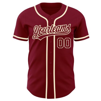 Custom Crimson Cream Baseball Jersey - Authentic Team Gear for Fans Custom Crimson Crimson-Cream Authentic Baseball Jersey