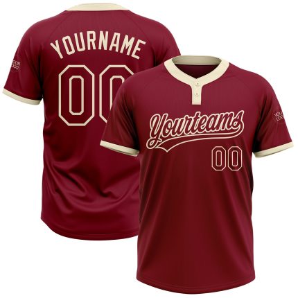 Custom Crimson-Cream Unisex Softball Jersey - Two-Button Design, Soft Fabric, Stylish Sportswear Custom Crimson Crimson-Cream
