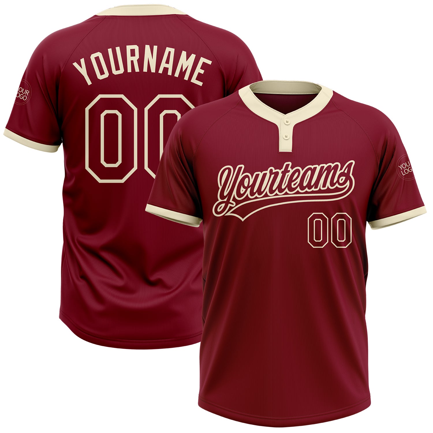 Custom Crimson Crimson-Cream Two-Button Unisex Softball Jersey Custom Crimson-Cream Unisex Softball Jersey - Two-Button Design, Soft Fabric, Stylish Sportswear Custom Crimson Crimson-Cream