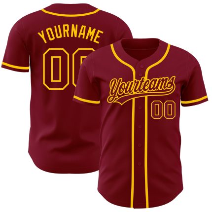Custom Crimson Gold Authentic Baseball Jersey - Style 9283 Custom Crimson Crimson-Gold Authentic Baseball Jersey Style 9283