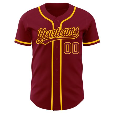 Custom Crimson Gold Authentic Baseball Jersey - Style 9283 Custom Crimson Crimson-Gold Authentic Baseball Jersey Style 9283