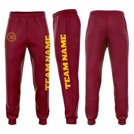 Crimson Gold Custom Fleece Joggers for Men & Women - Comfortable Sweatpants Custom Crimson Gold Fleece Jogger Sweatpants