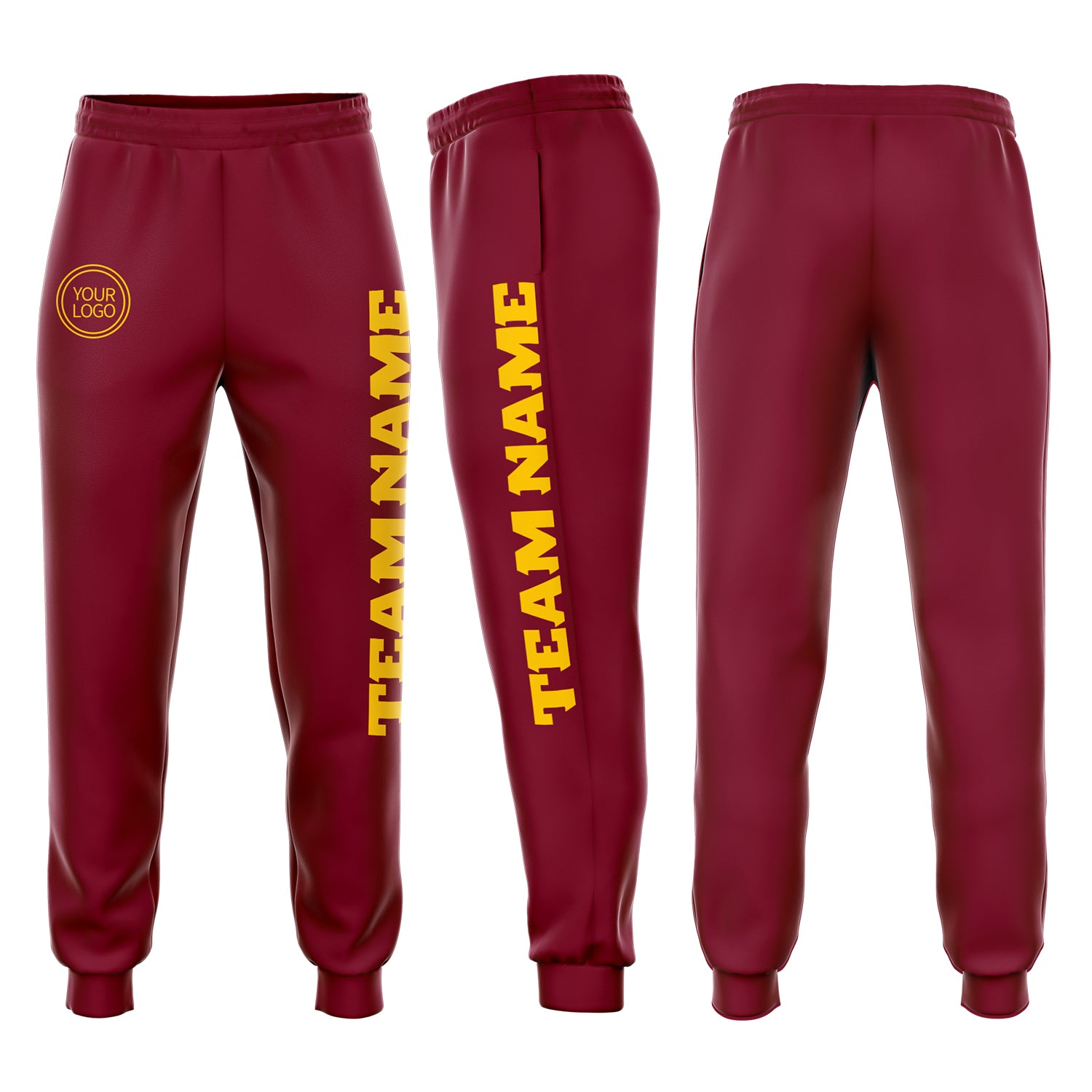 Crimson Gold Custom Fleece Joggers for Men & Women - Comfortable Sweatpants Custom Crimson Gold Fleece Jogger Sweatpants