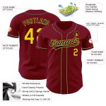 Custom Authentic Baseball Jersey in Crimson Gold and Navy Custom Crimson Gold-Navy Authentic Baseball Jersey