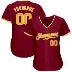 Custom Crimson Gold White Baseball Jersey - Authentic Design for Sports Fans Custom Crimson Gold-White Authentic Baseball