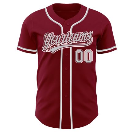 Custom Baseball Jersey - Authentic Crimson Gray-White Design, Perfect for Fans Custom Crimson Gray-White Authentic Baseball