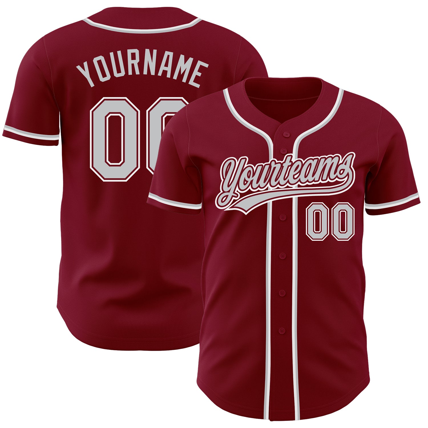 Custom Baseball Jersey - Authentic Crimson Gray-White Design, Perfect for Fans Custom Crimson Gray-White Authentic Baseball