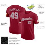 Custom Performance T-Shirt in Crimson Gray-White for Men and Women Custom Crimson Gray-White Performance T-Shirt