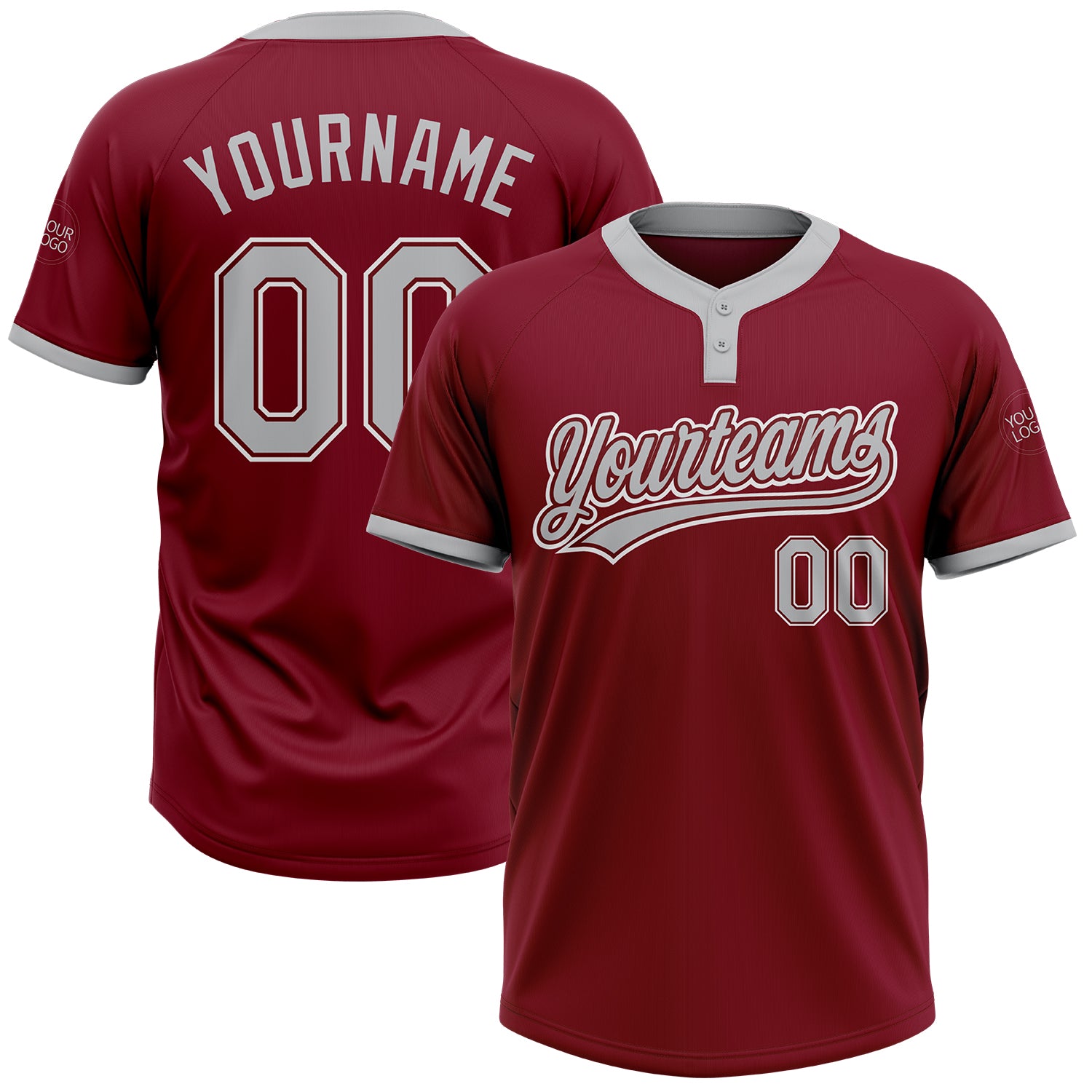 Custom Crimson Gray White Unisex Softball Jersey - Two-Button Design for Ultimate Comfort and Style Custom Crimson Gray-White