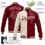 Custom Maroon Cream Bomber Varsity Letterman Jacket - Full-Snap Fashion Outerwear Custom Crimson Maroon-Cream Bomber Full-Snap