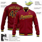 Crimson Navy Gold Varsity Letterman Bomber Jacket Custom Full-Snap Custom Crimson Navy-Gold Bomber Full-Snap Varsity Letterman