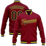Crimson Navy Gold Varsity Letterman Bomber Jacket Custom Full-Snap Custom Crimson Navy-Gold Bomber Full-Snap Varsity Letterman