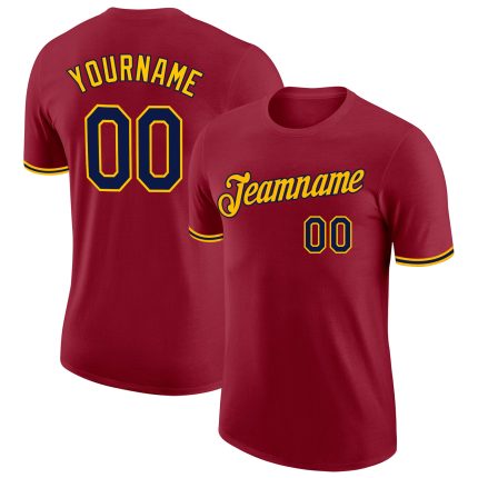 Crimson Navy Gold Performance T-Shirt Custom Design - High-Quality Activewear Custom Crimson Navy-Gold Performance T-Shirt