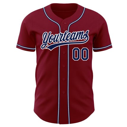 Custom Baseball Jersey - Authentic Crimson Navy White Design Custom Crimson Navy-White Authentic Baseball Jersey