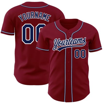 Custom Baseball Jersey - Authentic Crimson Navy White Design Custom Crimson Navy-White Authentic Baseball Jersey